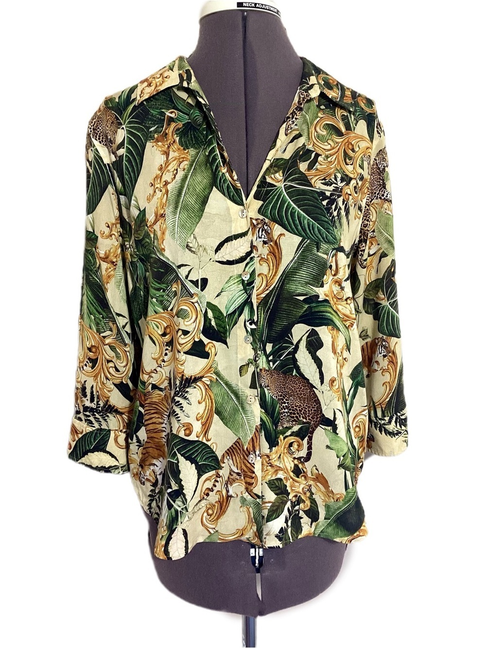 L’AGENCE Camille Jungle Printed Blouse Size S